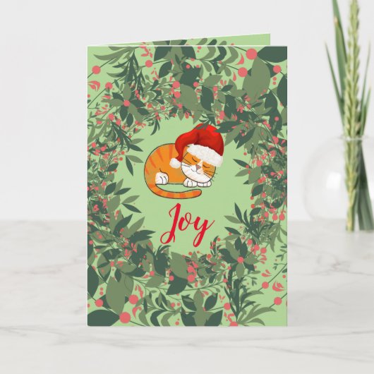 ジョイキャットホリデーズ葉リースピンクグリーンレッド カード (正面)