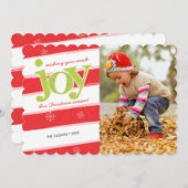 ジョイキャンディーカンテストライプインズクリスマス写真赤緑 招待状 (正面/裏面)