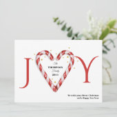 ジョイキャンディーケインハート&スターズミニマリストクリスマス シーズンカード (スタンド正面)