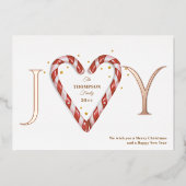 ジョイキャンディーケインハート&スターズミニマリストクリスマス 箔シーズンカード (正面)