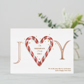 ジョイキャンディーケインハート&スターズミニマリストクリスマス 箔シーズンカード (立ち正面)