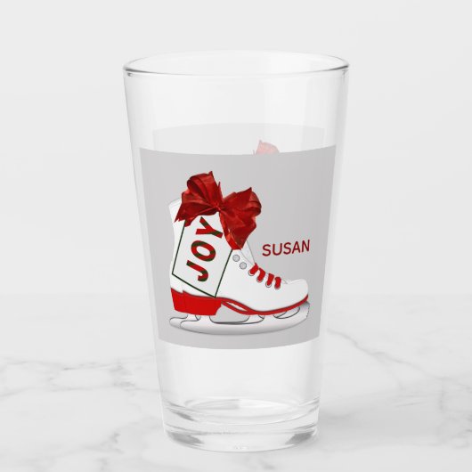 ジョイクリスマスアイススケートのピントソーダガラス器ガラス タンブラーグラス (正面)