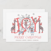 ジョイクリスマスウィンターアニマルズホリデー シーズンカード (正面/裏面)