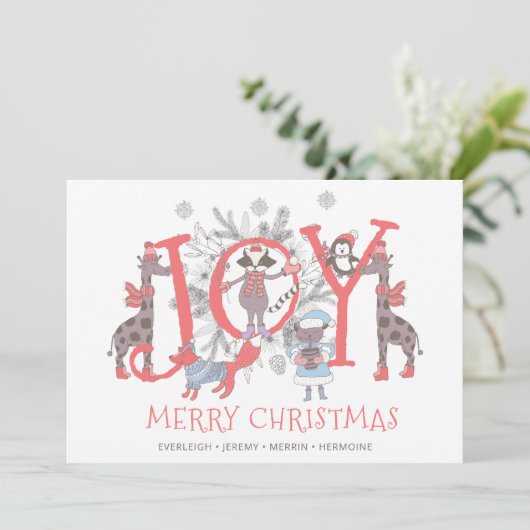 ジョイクリスマスウィンターアニマルズホリデー シーズンカード (スタンド正面)