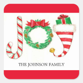 ジョイクリスマスウォーターカラーシール スクエアシール