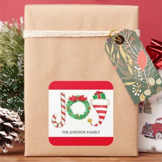 ジョイクリスマスウォーターカラーシール スクエアシール (クリスマス)