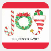 ジョイクリスマスウォーターカラーシール スクエアシール (正面)