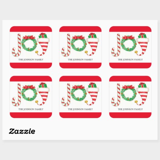 ジョイクリスマスウォーターカラーシール スクエアシール (シート)