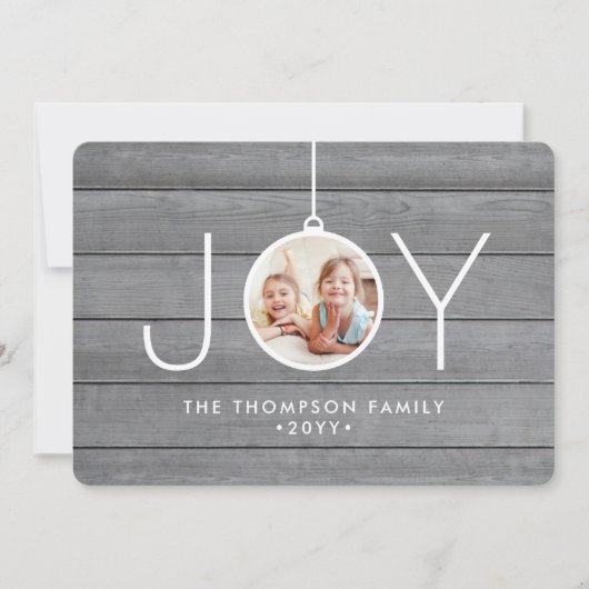 ジョイクリスマスオーナメントシンプルグレーウッド4写真 シーズンカード (正面)