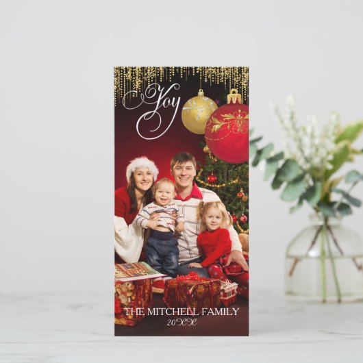 ジョイクリスマスオーナメント紙吹雪カードファミリーフォト シーズンカード (スタンド正面)