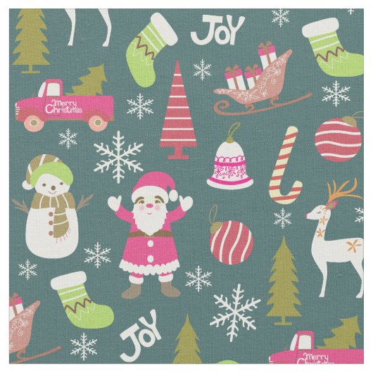 ジョイクリスマスグリーン ファブリック (クローズアップ)
