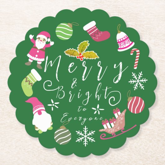 ジョイクリスマスグリーン ペーパーコースター (正面)