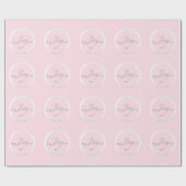 ジョイクリスマスグレーシルバーグレーピンクローズホリデー ラッピングペーパー (フラット)