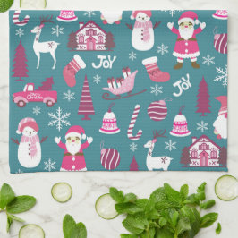 ジョイクリスマスターコイズ キッチンタオル