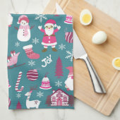 ジョイクリスマスターコイズ キッチンタオル (四つ折り)