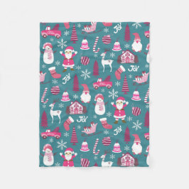 ジョイクリスマスターコイズ フリースブランケット