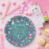 ジョイクリスマスターコイズ ペーパープレート (パーティー)