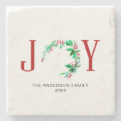 ジョイクリスマスハーフリースホリデーウォーターカラー ストーンコースター (正面)