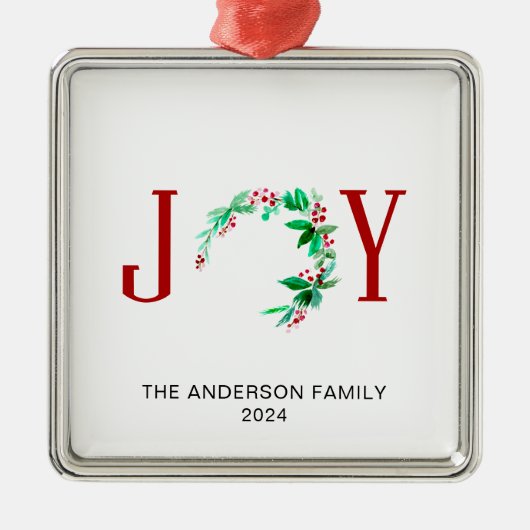 ジョイクリスマスハーフリースホリデーウォーターカラー メタルオーナメント (正面)
