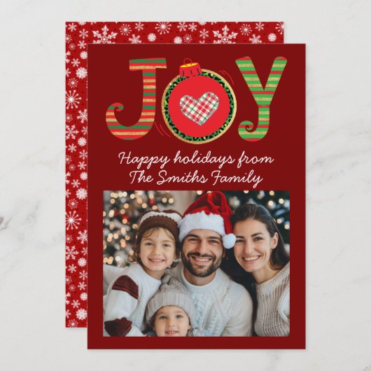 ジョイクリスマスファミリーの雪の結晶パターン シーズンカード (正面/裏面)