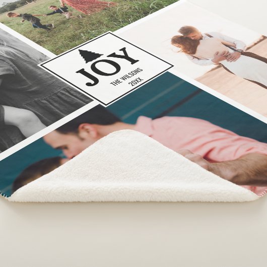 ジョイクリスマスファミリーフォトコラージュクリスマス シェルパブランケット (3/4)