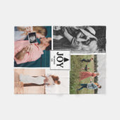 ジョイクリスマスファミリーフォトコラージュクリスマス フリースブランケット (正面(横))