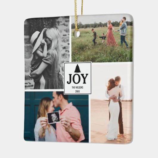 ジョイクリスマスファミリーフォトコラージュ セラミックオーナメント (左)