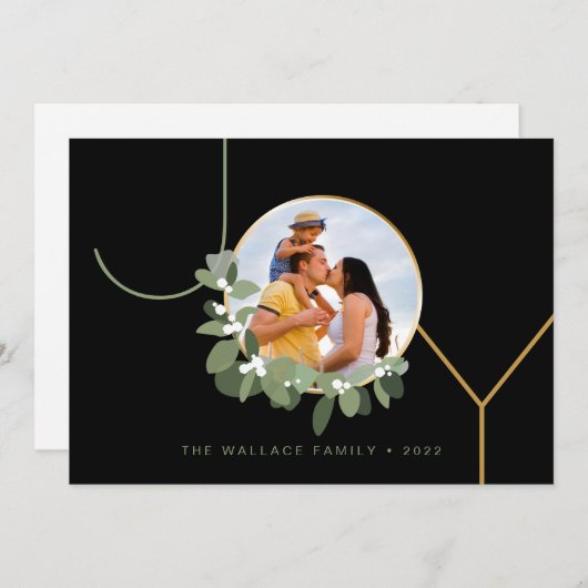 ジョイクリスマスファミリーフォトモダンタイポグラフィ シーズンカード (正面/裏面)