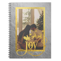 ジョイクリスマスフォトシルバー&金ゴールドスパイラルノート