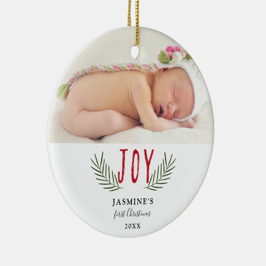 ジョイクリスマスベビー初めてのクリスマス写真 セラミックオーナメント (右)