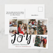ジョイクリスマスホリデーズスクリプトファミリーフォトコラージュ シーズンポストカード (正面/裏面)