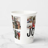 ジョイクリスマスホリデーズスクリプトファミリーフォトコラージュ 紙コップ (左)