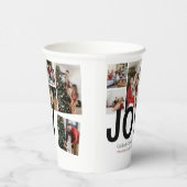 ジョイクリスマスホリデーズスクリプトファミリーフォトコラージュ 紙コップ (右)