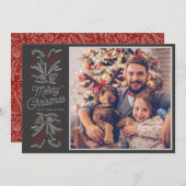 ジョイクリスマスホリデーフラットカードの大枝 招待状 (正面/裏面)