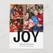 ジョイクリスマスホリデーモダンタイポグラフィ3 Photo シーズンポストカード (正面)