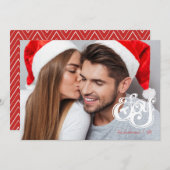 ジョイクリスマスモノグラムホリデーフォトカード シーズンカード (正面/裏面)