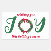 ジョイクリスマスリースハンドドローカスタムド 長方形シール (正面)