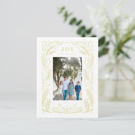 ジョイクリスマスリースフォトグリーン ポストカード (スタンド正面)