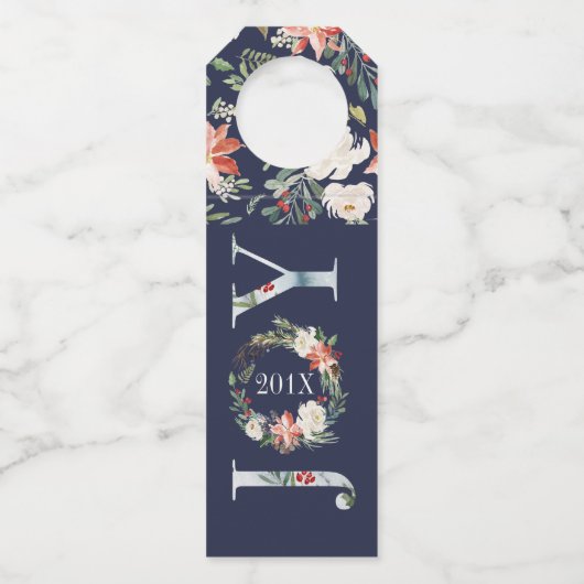 ジョイクリスマスリース&タイポグラフィ ボトルネックタグ (正面)