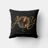 ジョイクリスマス金ゴールドフォトブラック クッション (裏面)