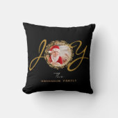 ジョイクリスマス金ゴールドフォトブラック クッション (正面)