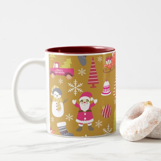 ジョイクリスマス金ゴールド ツートーンマグカップ (ドーナツ)