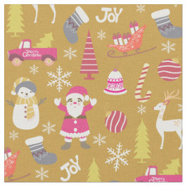 ジョイクリスマス金ゴールド ファブリック