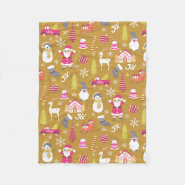 ジョイクリスマス金ゴールド フリースブランケット