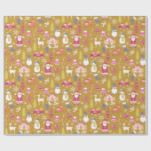 ジョイクリスマス金ゴールド ラッピングペーパー (フラット)