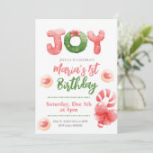 ジョイクリスマス1st誕生日招待状 招待状 (スタンド正面)