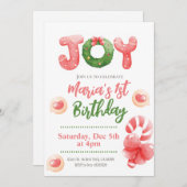 ジョイクリスマス1st誕生日招待状 招待状 (正面/裏面)
