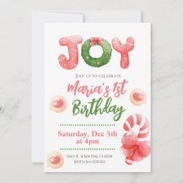 ジョイクリスマス1st誕生日招待状 招待状