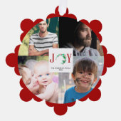 ジョイクリスマス4フォトコラージファミリー写真 オーナメントカード (正面)