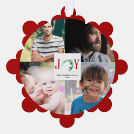 ジョイクリスマス4フォトコラージファミリー写真 オーナメントカード